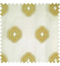 Yellow cream color traditional designs circles texture finished polyester transparent base fabric sheer curtain